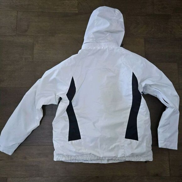 Serac Jacket Women's White Gore-Tex Hooded Full Zip Snap Ski Snowboard Size L - Picture 9 of 11